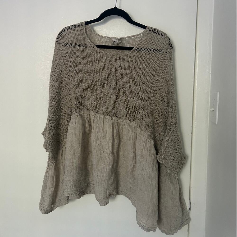 La Bottega Di Brunella 100% Linen Lagenlook Flowy Top